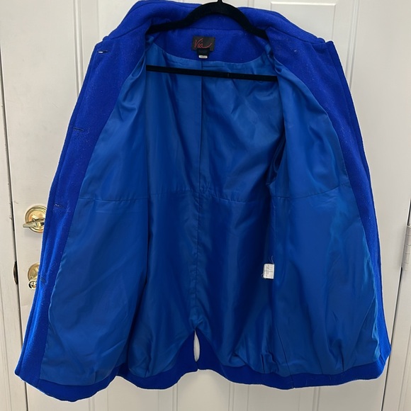 Via Royal Blue Crop 3/4 Sleeve Wool Coat Jacket Victoria’s Secret - Picture 9 of 9